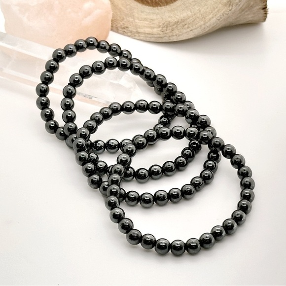 Terahertz Stone 6mm Hand Beaded Healing Bracelet Unisex - Picture 2 of 6